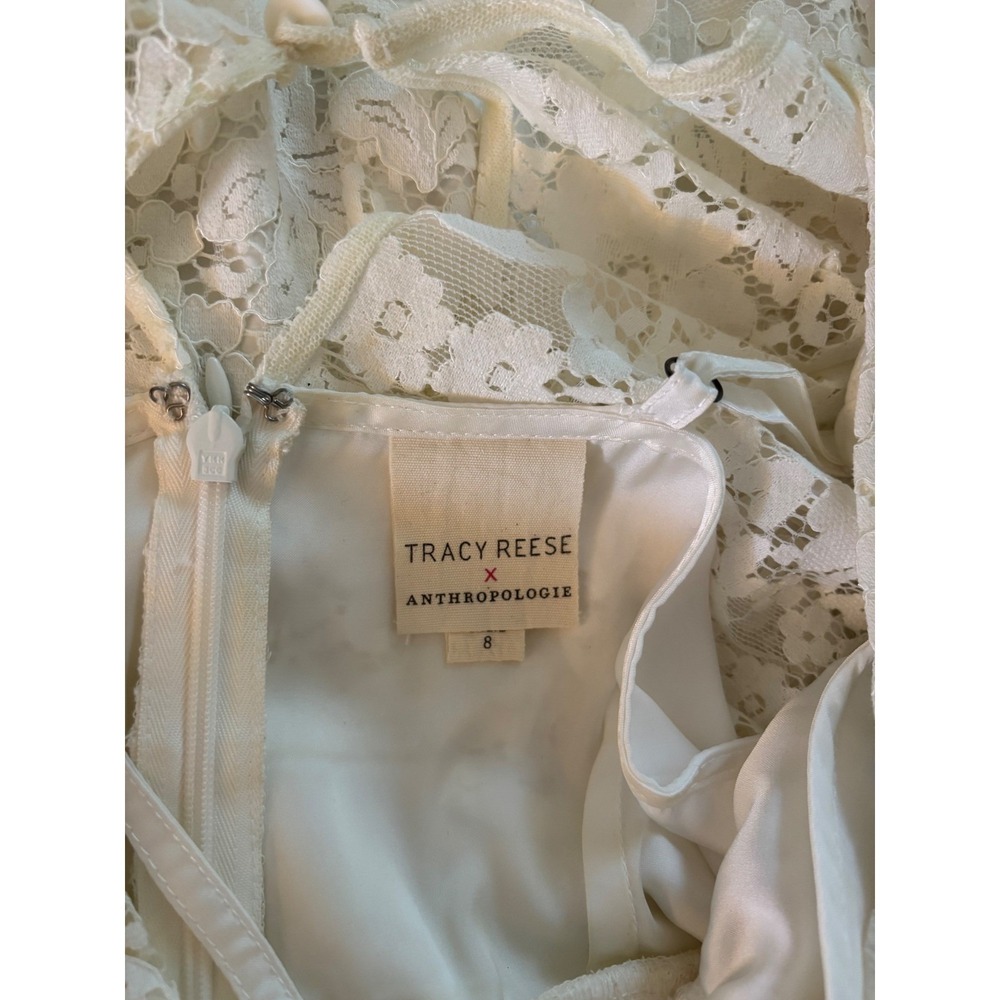 Tracy Reese x Anthropologie Embroidered Lace Dress Size 8 White Boho Romantic - Picture 2 of 11